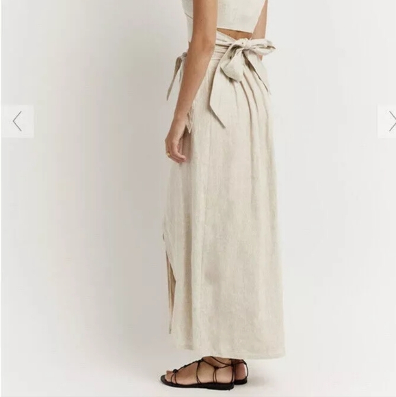 DISSH Hallie Natural Linen Wrap Skirt Beige Size US 4 Old Money Neutral Beige - Picture 5 of 13